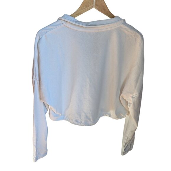 Garage White Cropped Quarter Zip with Cuffed Sleeves Women Size Medium - Picture 5 of 10